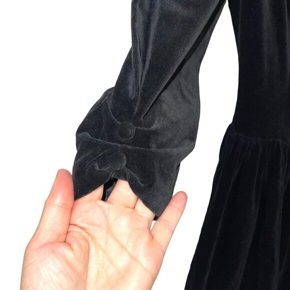 Laura Ashley Womens Princess Dress Size 6 Vintage Cotton Velvet Open Back Black - Picture 12 of 12